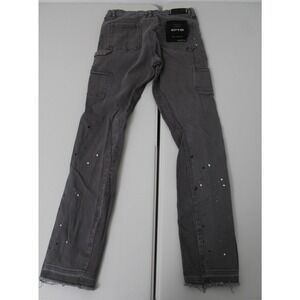 EPTM Mens Paint Splatter Carpenter Pants Charcoal Grey Frayed Hem Size M 32